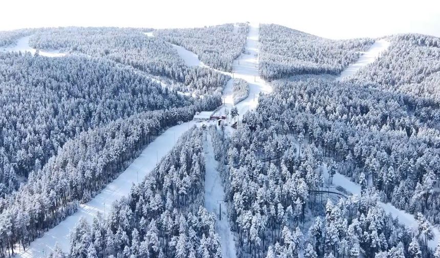 Beyaza bürünen Sarıkamış havadan görüntülendi