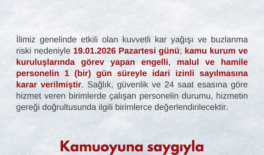 Bartın'da kamu çalışanlarına kar tatili