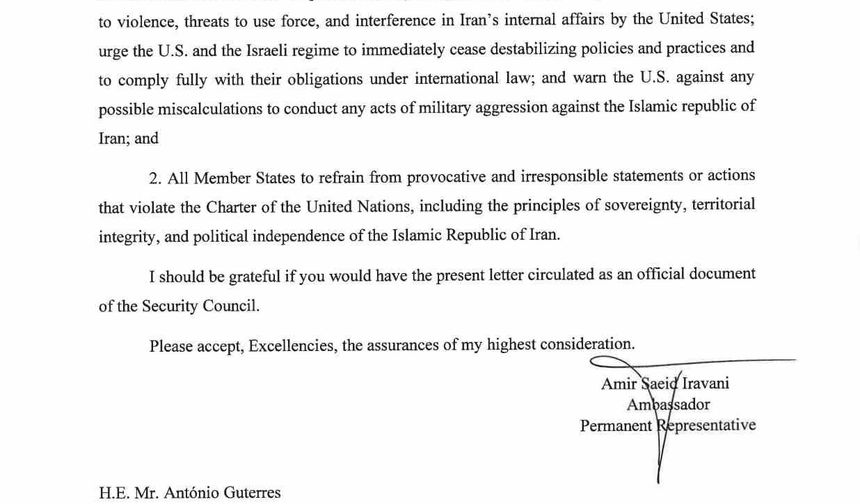 İran, BM'ye gönderdiği mektupta protestolardaki ölümlerden ABD ve İsrail'i sorumlu tuttu