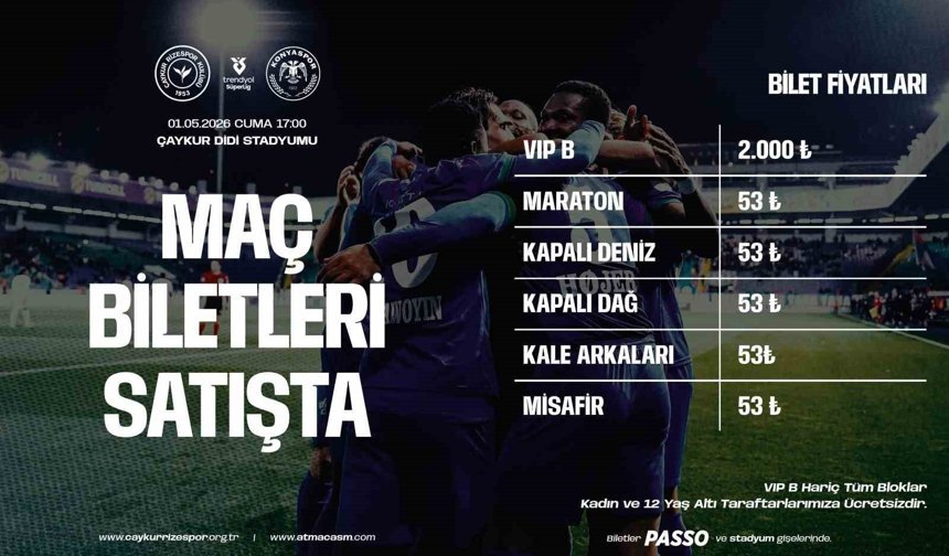 Çaykur Rizespor - Konyaspor maçının biletleri 53 TL'den satışa çıktı