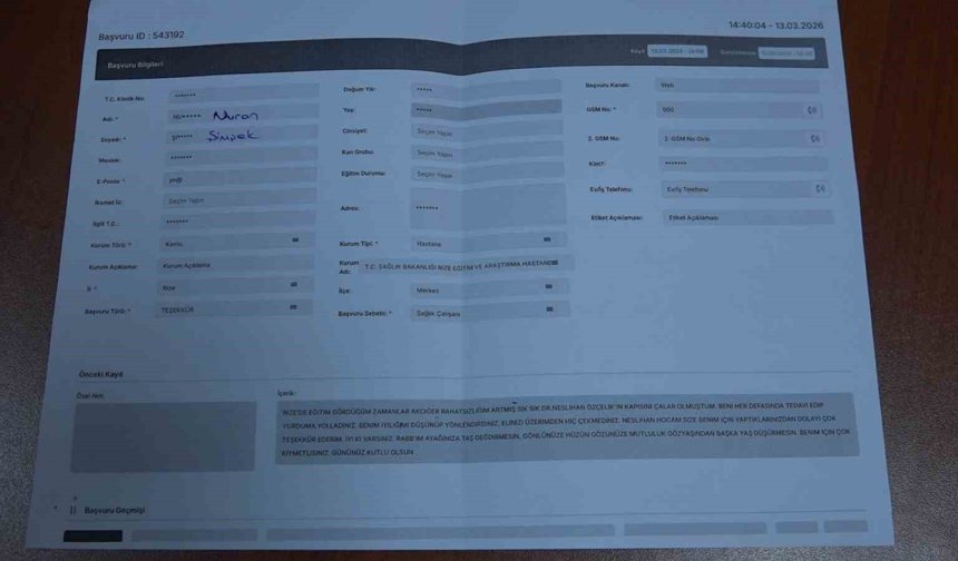 CİMER üzerinden şikayet değil teşekkür etti, yürekleri ısıttı