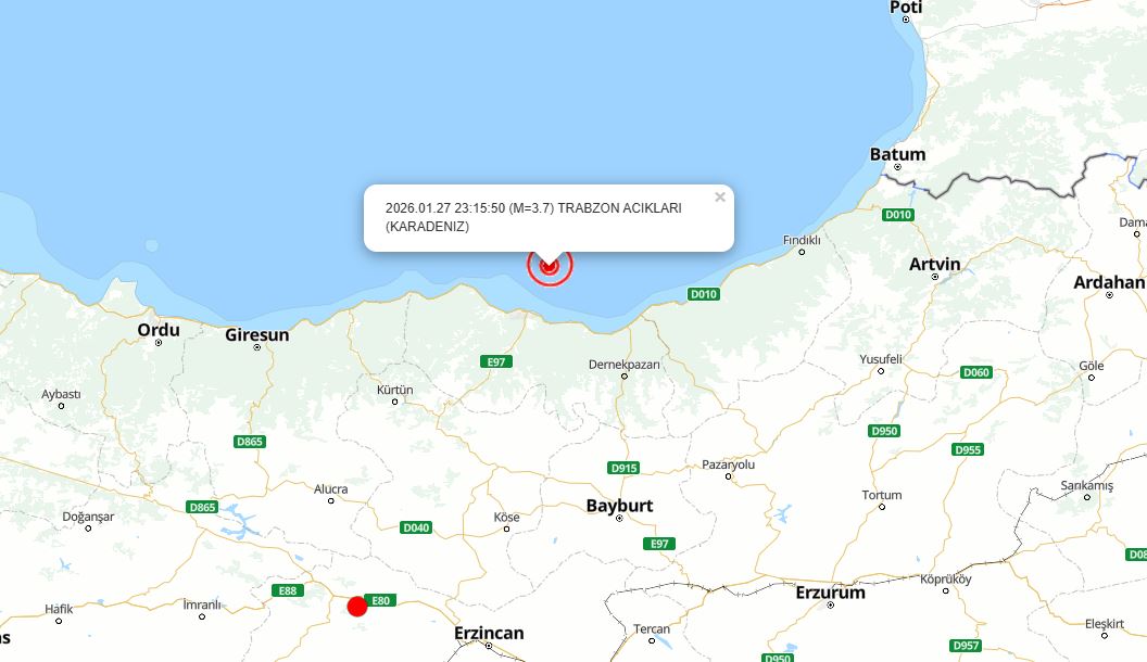 Trabzon Açıklarında Deprem Meydana Geldi. Rize'de De Hissedildi. 2
